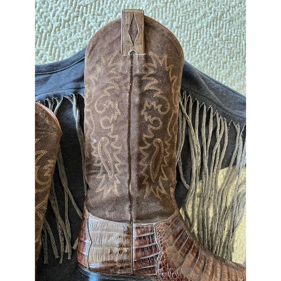 Sartore Alligator and Suede Cowboy Boots - 7.5 - Picture 6 of 15